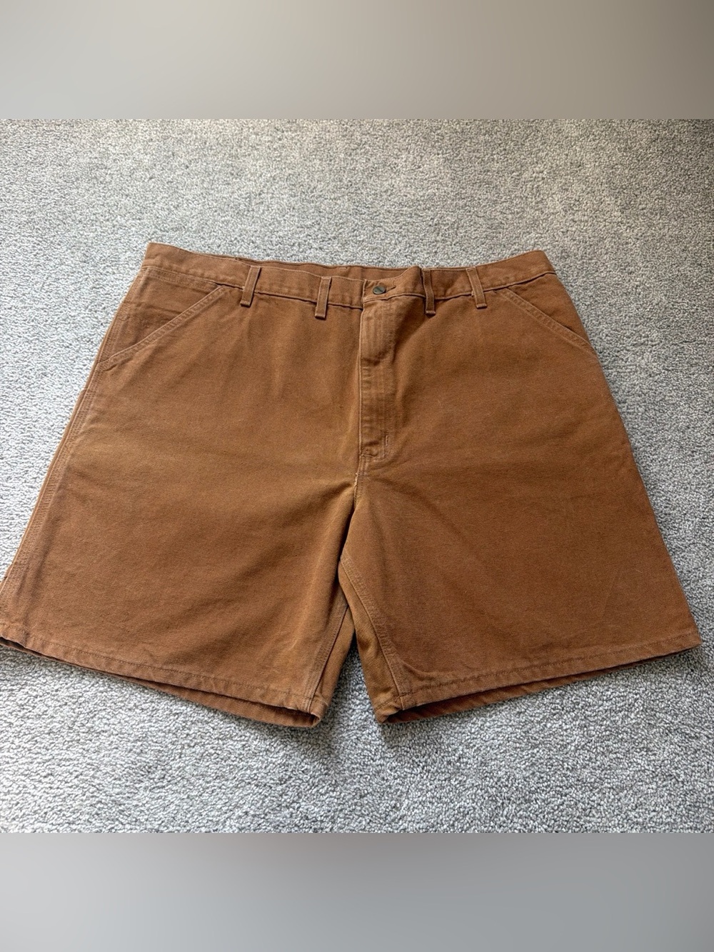 Carhartt Brown Canvas Flat-Front Shorts